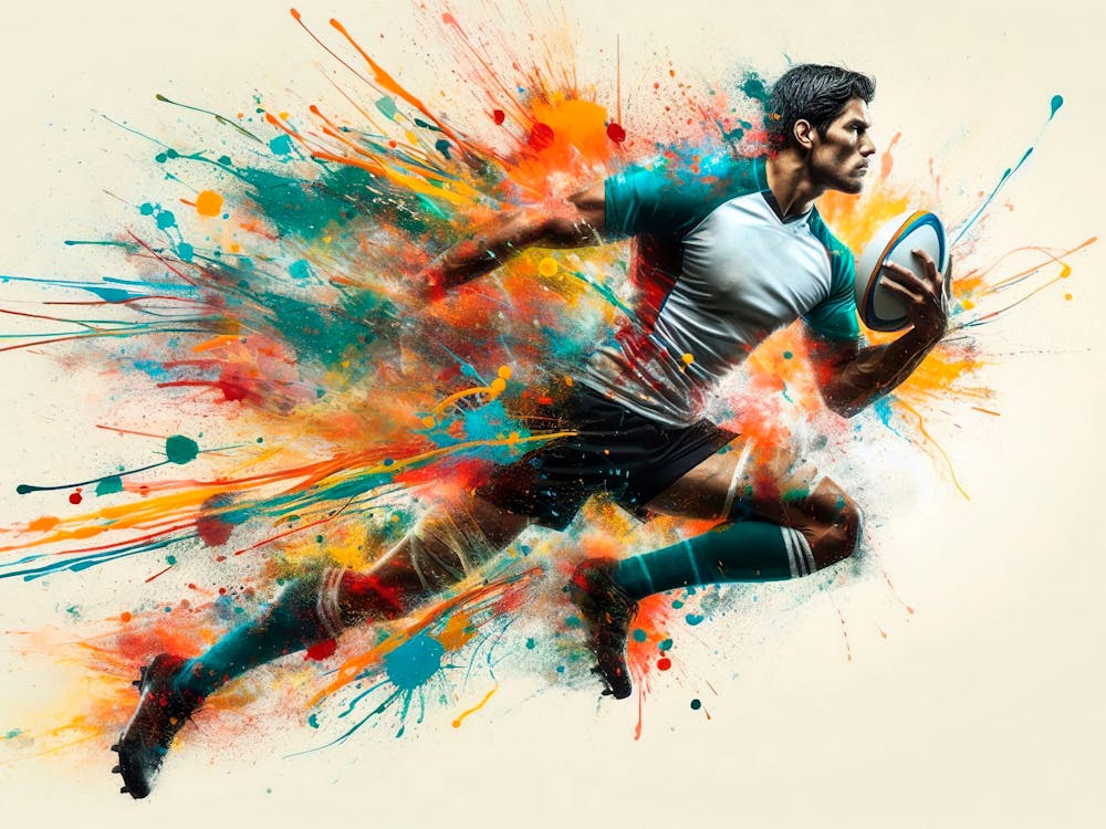 Rugbyspieler rennend 2