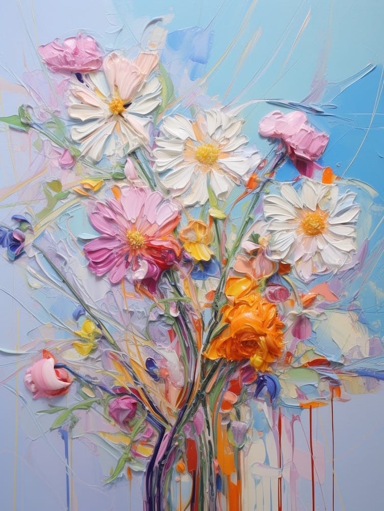 Peinture florale abstraite Asters 5