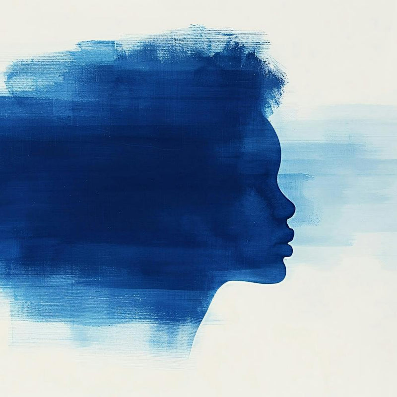 Silhouette Of A Woman With Blue Hair