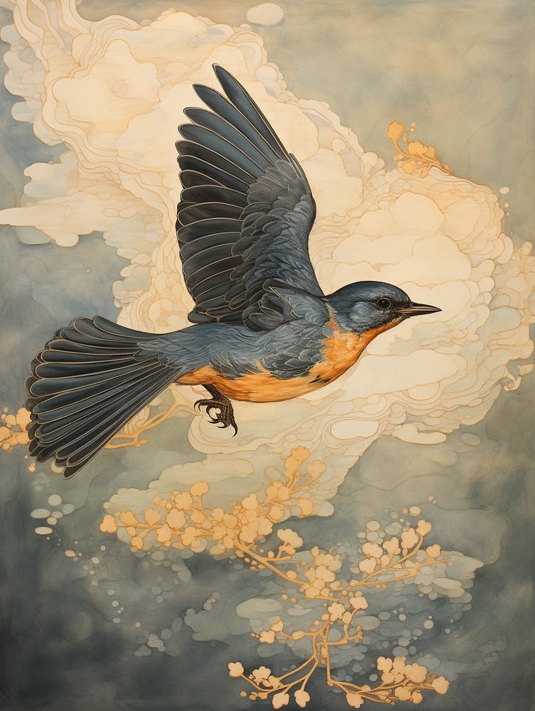 Eastern Bluebird 1 Gold Detail Painting