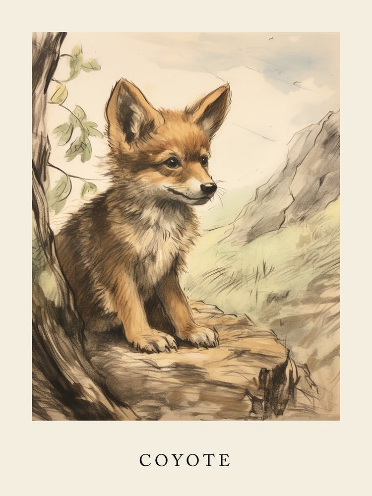 Beatrix Potter Inspired  Animal Watercolour Coyote 4