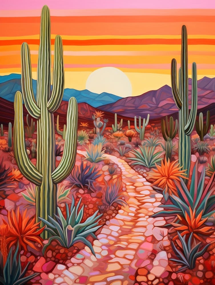 Cactus In The Desert Painting Zebra Cactus 1