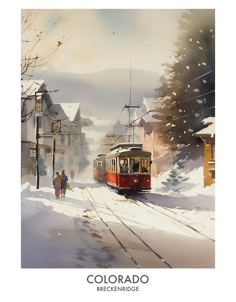 Breckenridge Colorado 4 Watercolor Travel Poster
