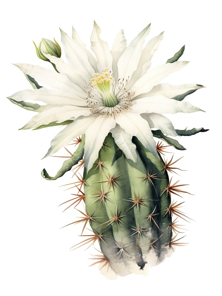Chamaecereus Silvestrii Cactus Watercolour Drawing 1