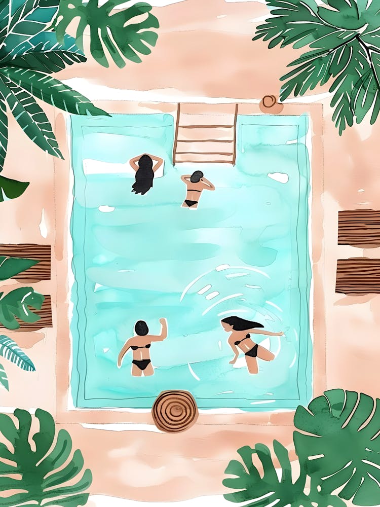 Illustration Of People Swimming In A Pool