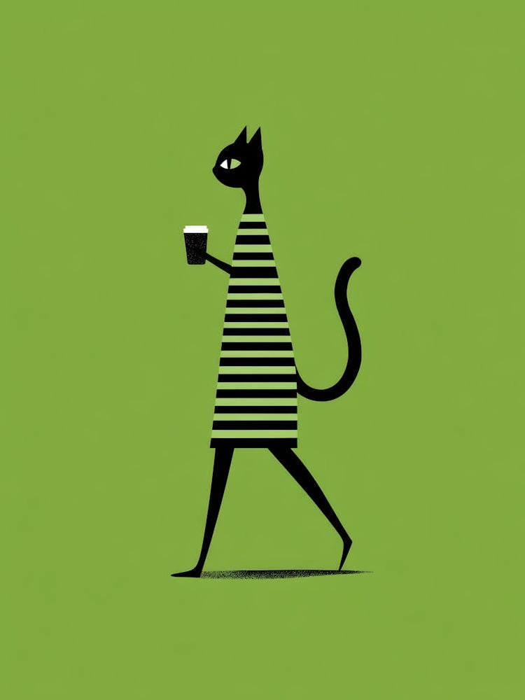Cat In Striped Dress