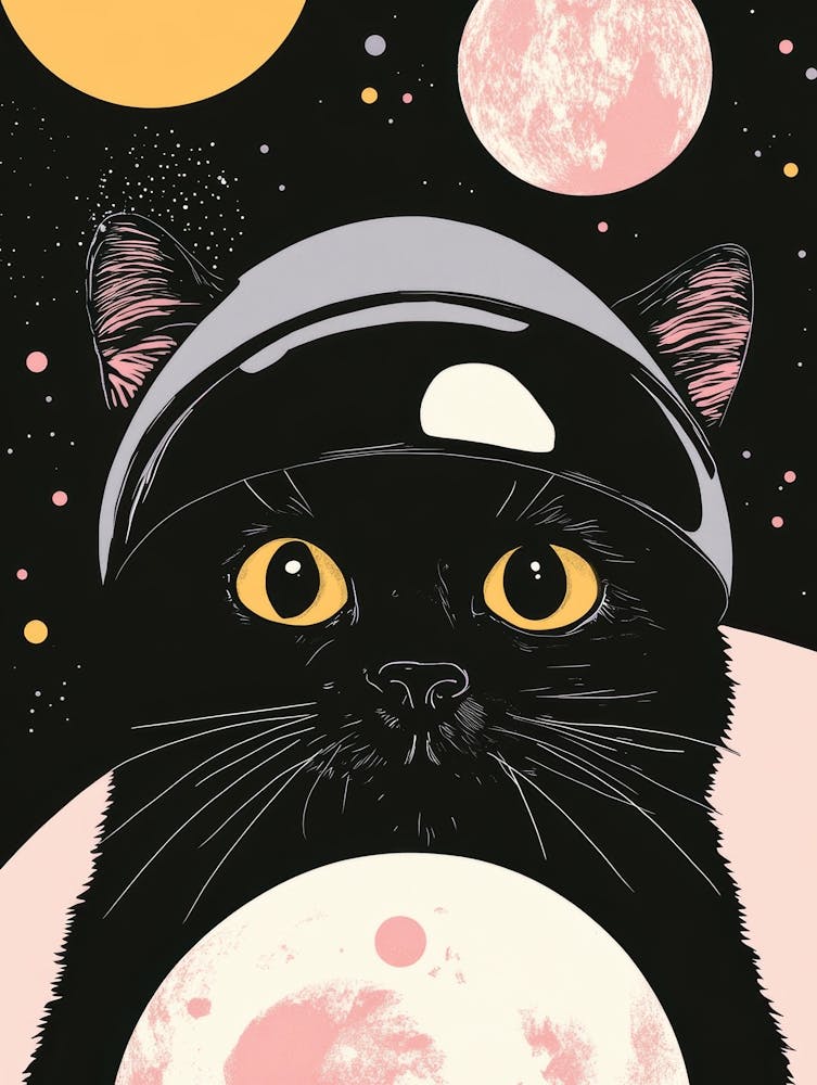 Schwarze Katze im Weltall