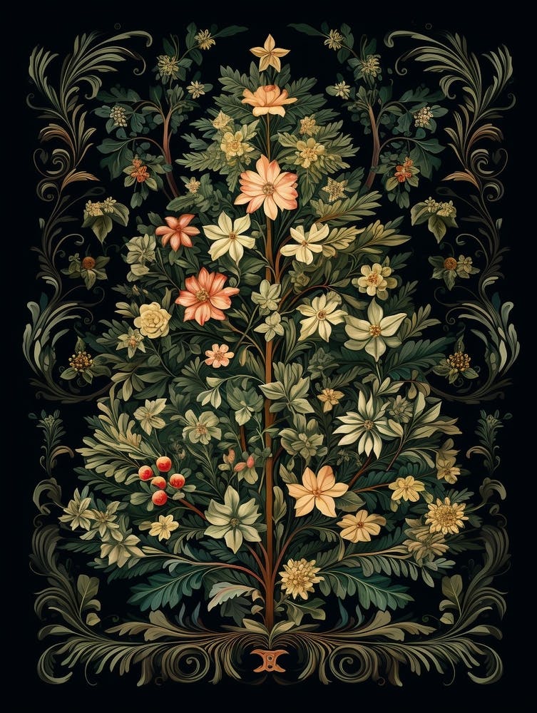 William Morris Style Christmas Tree 16