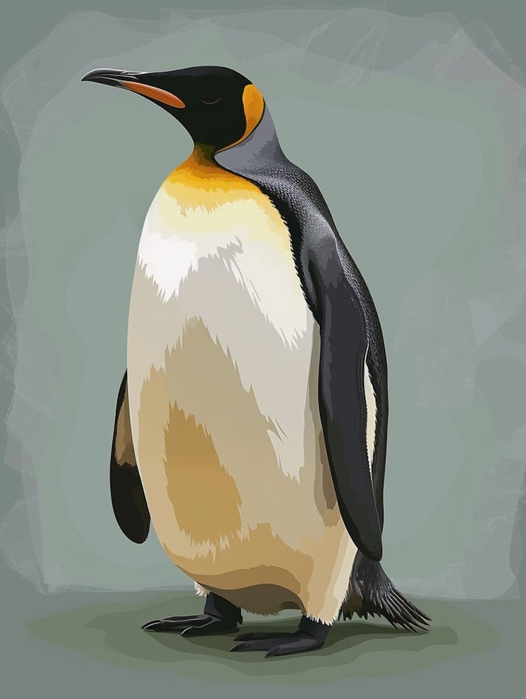 Emperor Penguin Floreana Island Minimalist Illustration 1