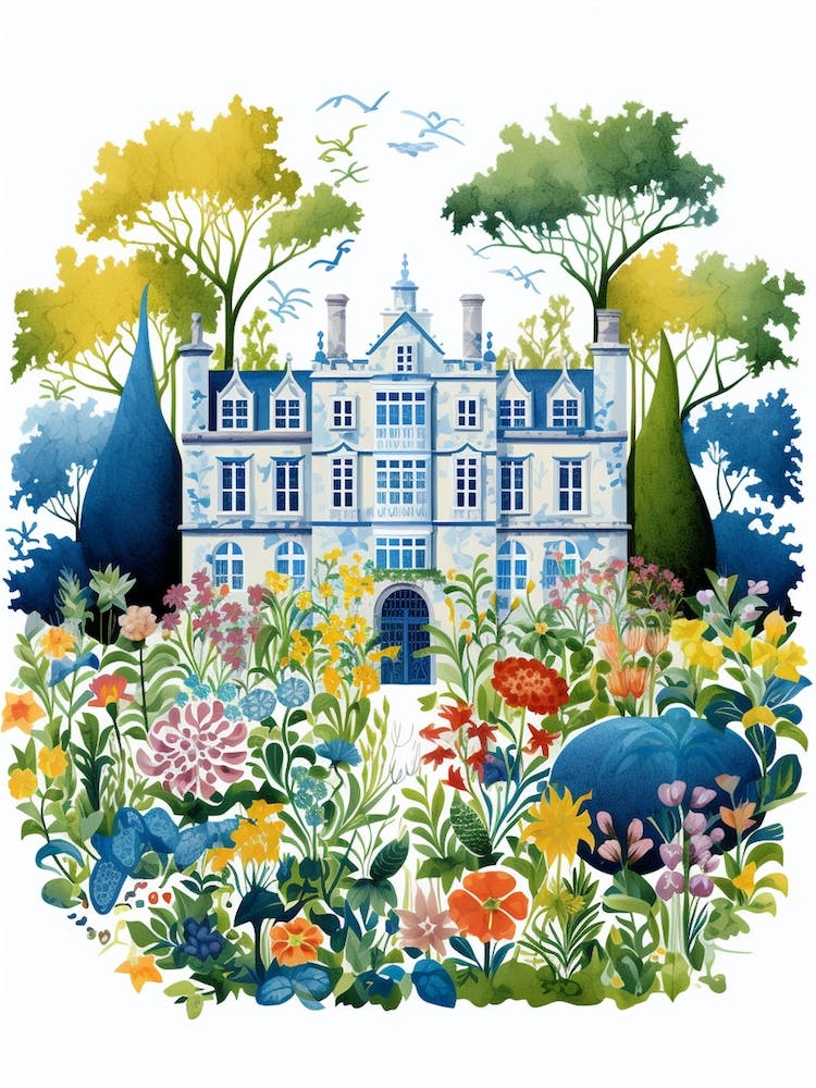 Hidcote Manor Gardens Uk Modern Illustration 1