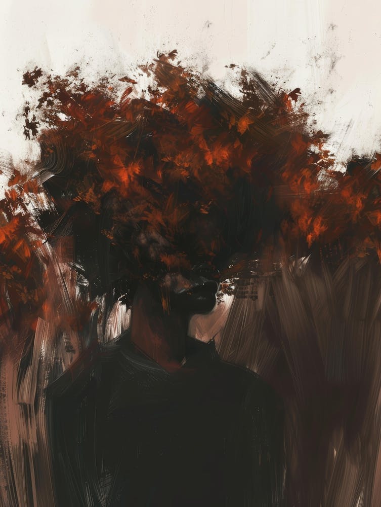 Person With Leaves On His Head