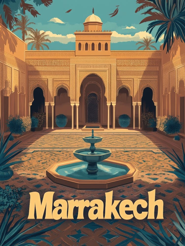 Aihrgdesign A Mid Century Modern Travel Poster For Marrakech 2