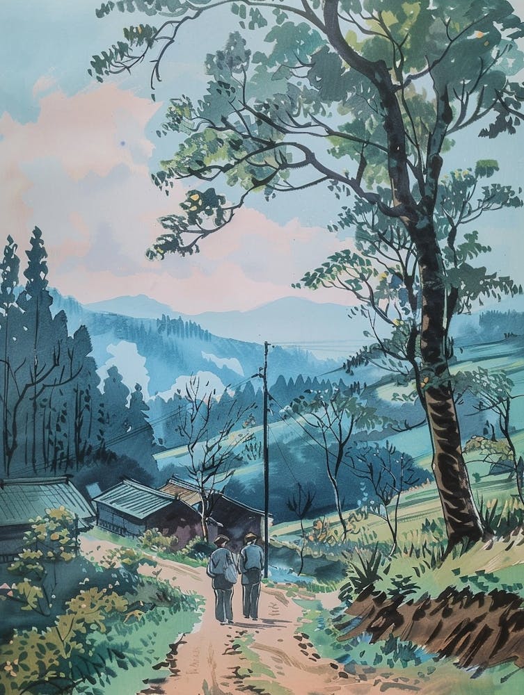 Uji Japan 2 Retro-Illustration