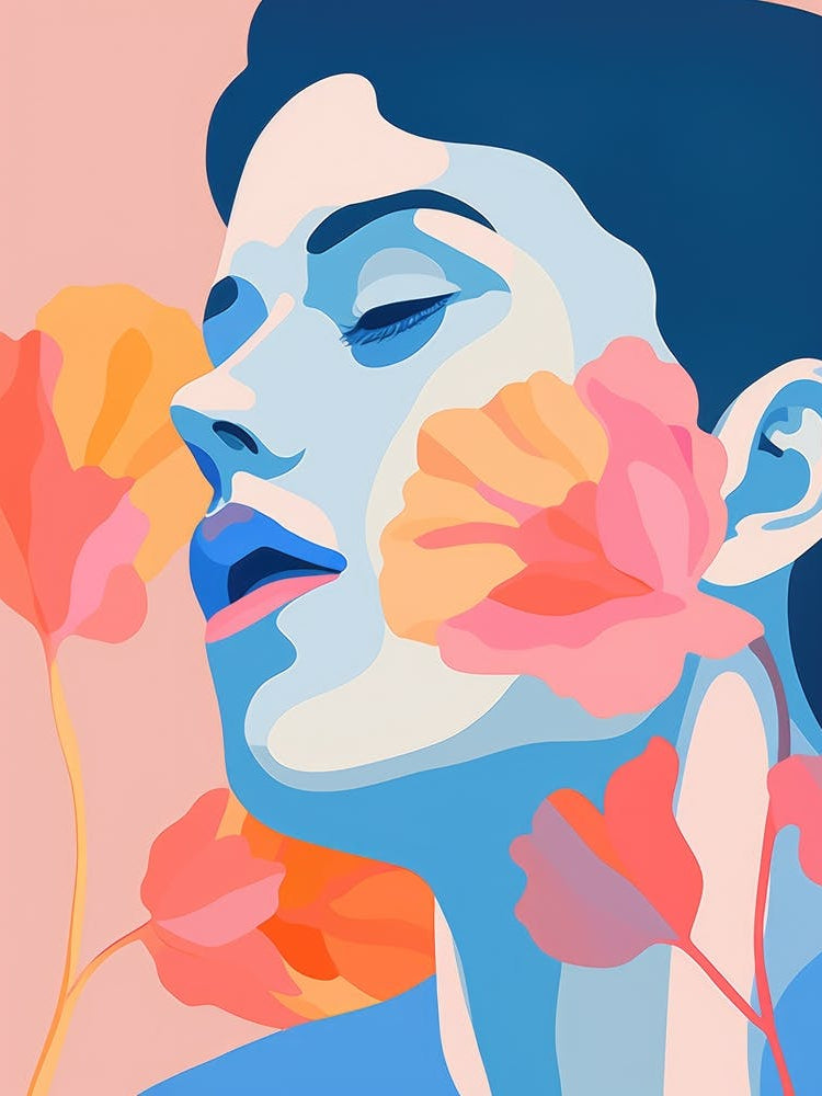 Portrait Of A Woman With Flowers 1