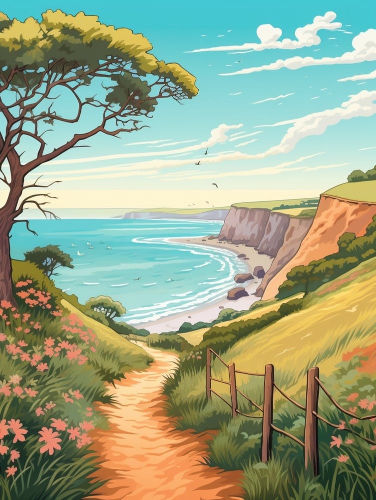 The South West Coast Path England 3 Hike Illustration