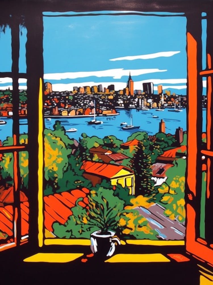 A Window View Of Sydney In The Style Of Pop Art 1