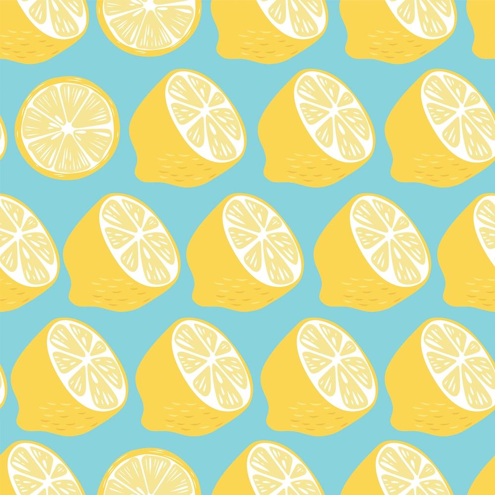 Lemon Pattern On Pastel Blue Square