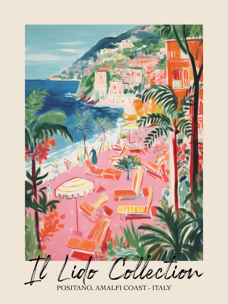 Positano, Amalfi Coast   Italy Il Lido Collection Beach Club Poster 1