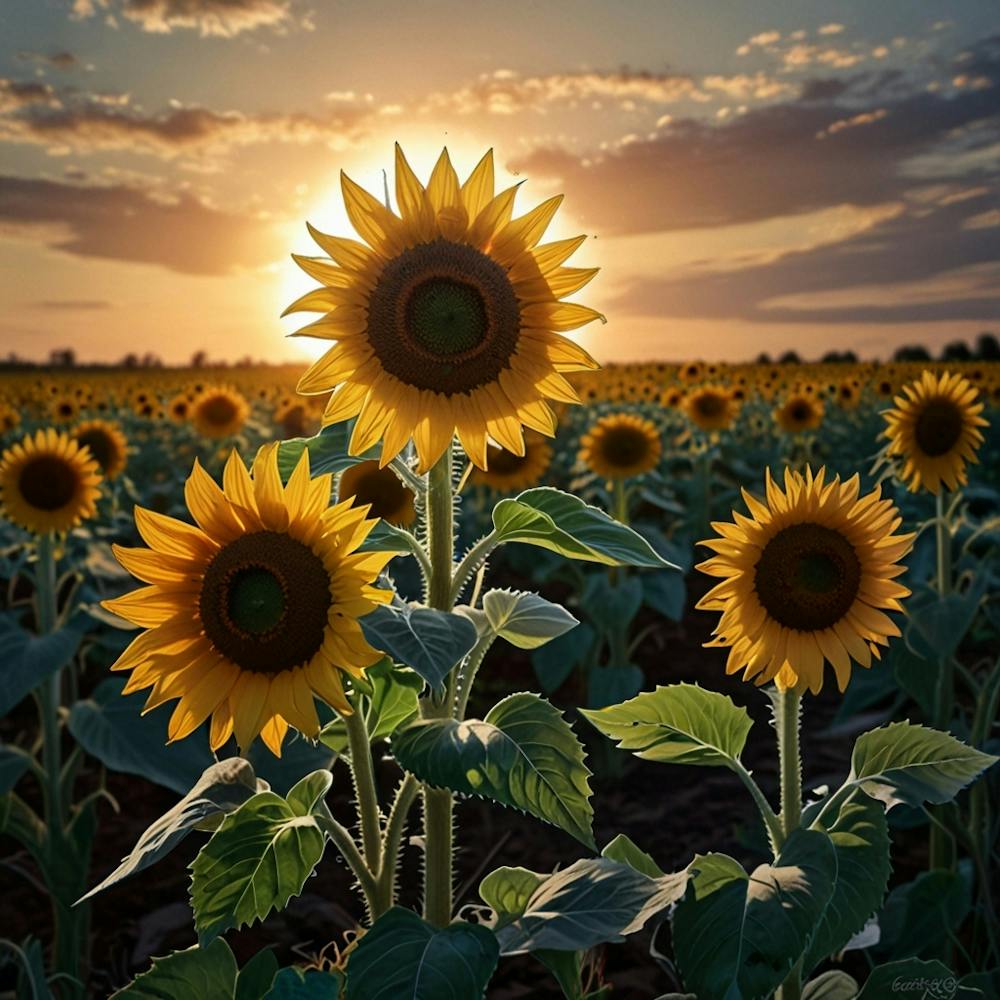 Sunflowers At Sunset 3