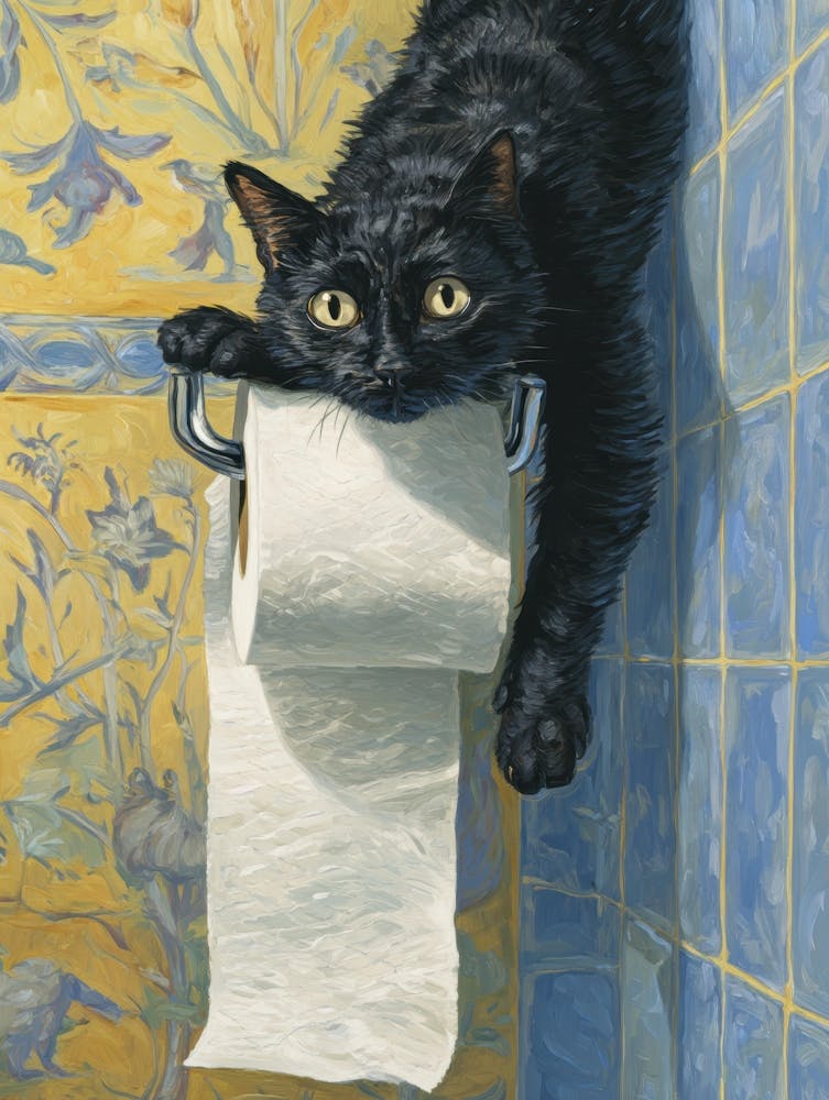 Cat On Toilet Paper