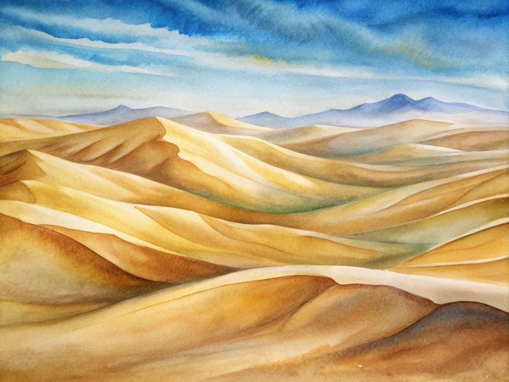 Eine Darstellung von Sanddünen, die natürliche Wa erschaffen