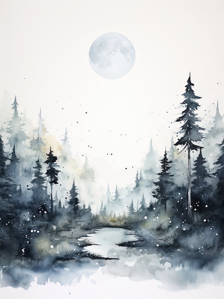 Watercolour Of Hoh Rainforest   Washington Usa 2