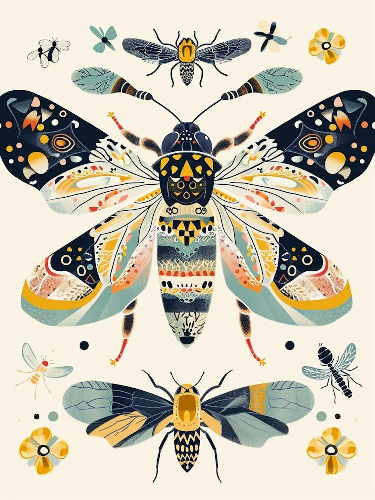 Colourful Insect Illustration Bee 3