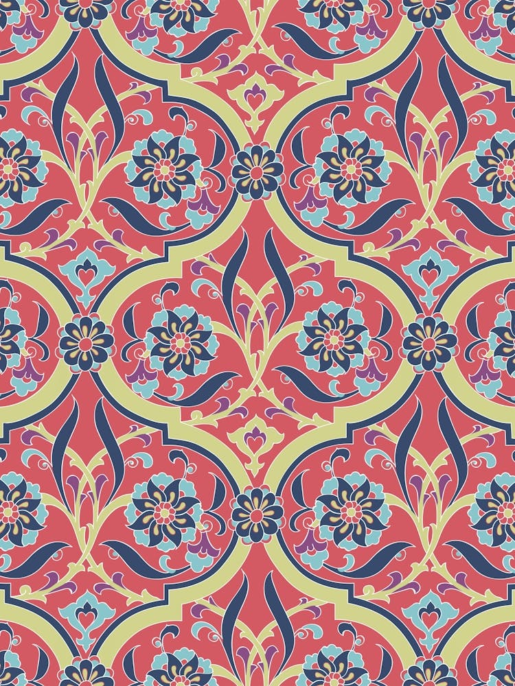 Wallpaper Pattern — Iznik Turkish pattern, floral decor