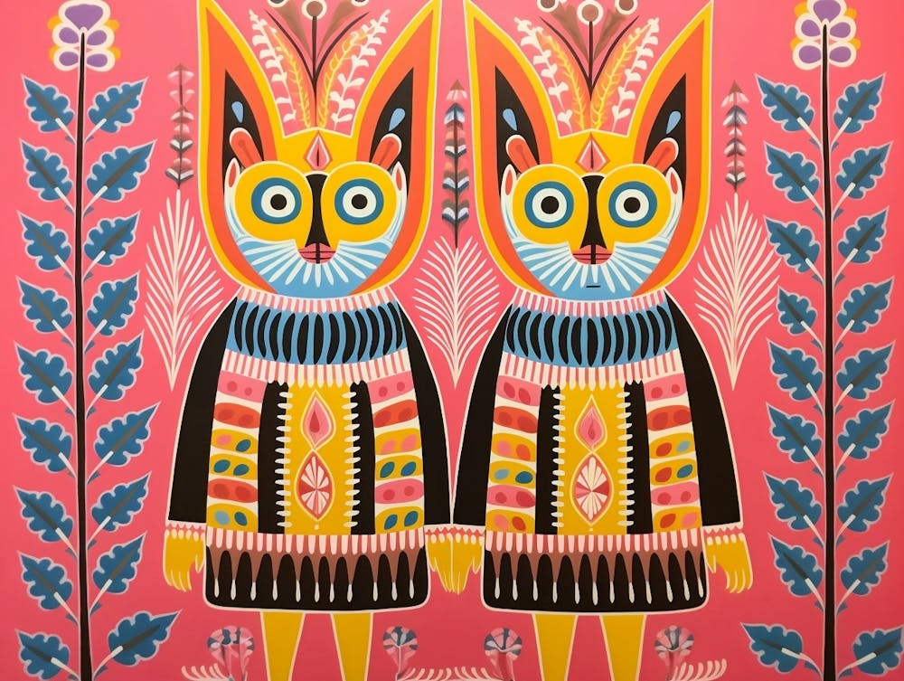 Bobcat Folk Style Animal Illustration