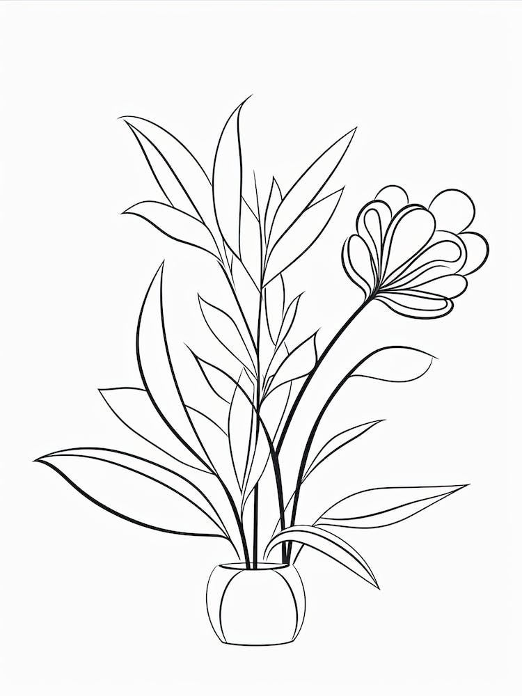 Boho Plant Bouquet Line Art 0