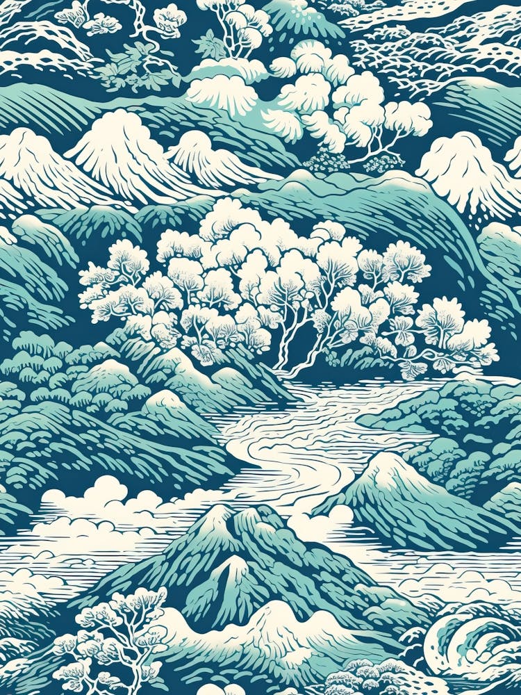 Big Sur, California, Inspired Travel Pattern 1