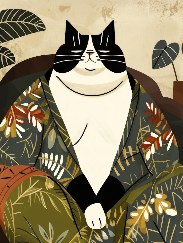 Cat In Kimono