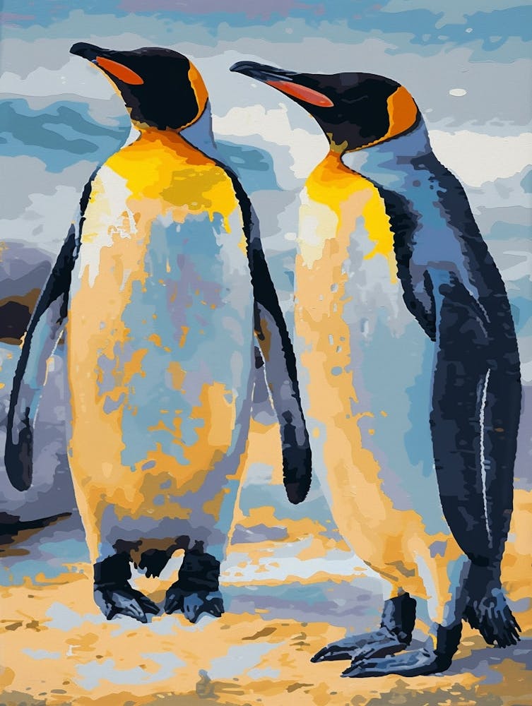 King Penguin Volunteer Point Colour Block Painting 1