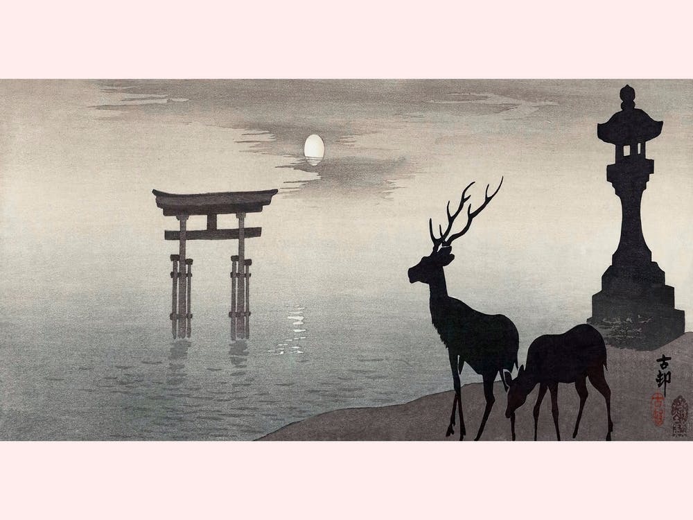 Landscape With Torii And Deer (1900–1910), Ohara Koson