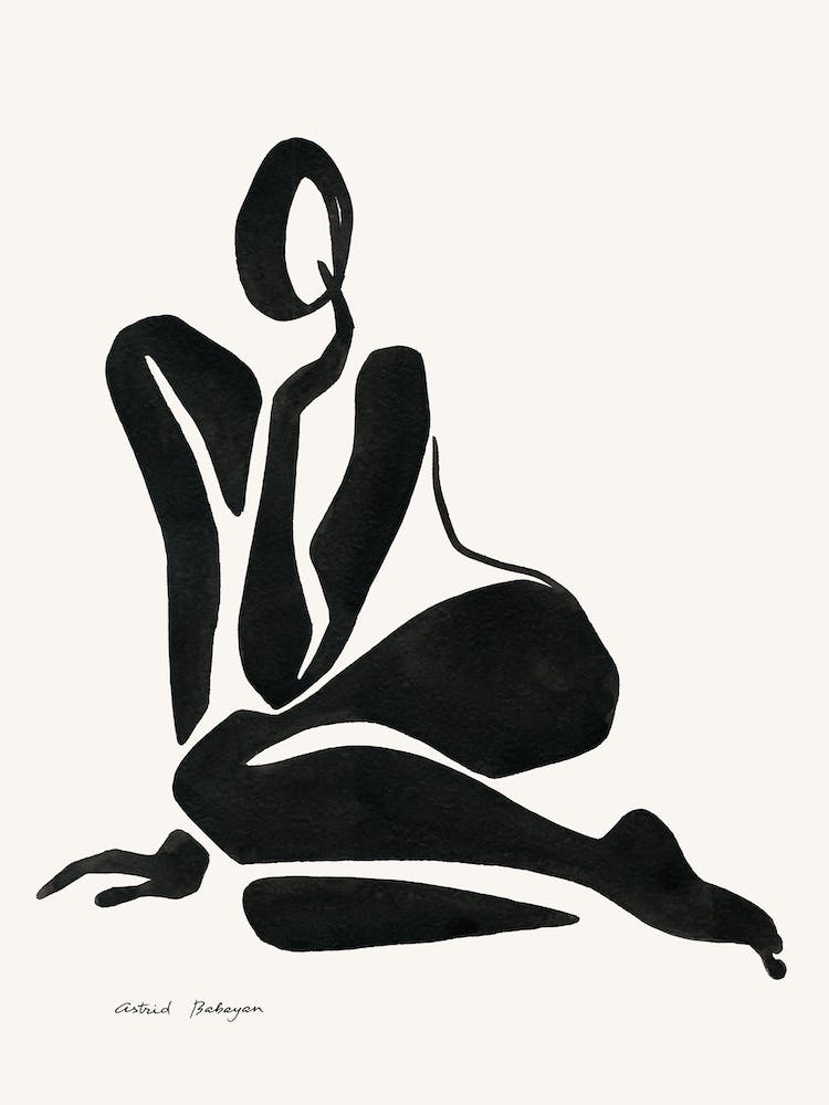 Minimal Black Nude Painting Hands