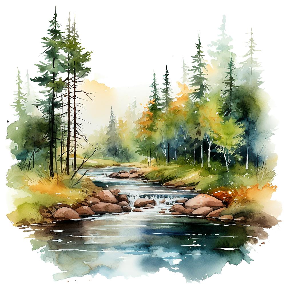 Aquarelle D'une Rivière 7