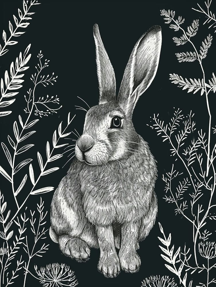 Flemish Giant Rabbit Minimalist Illustration 4