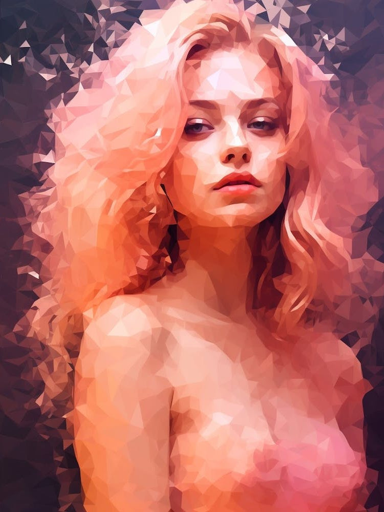 Digital Pixelation Abstract Geometry Lady 3