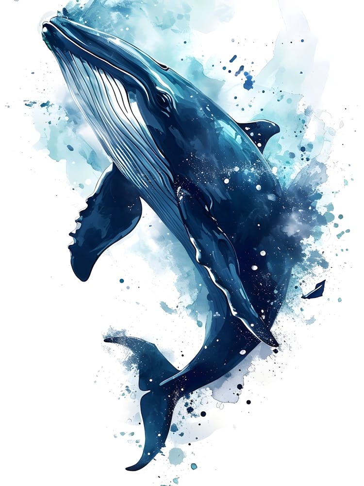 Whale Watercolor Painting