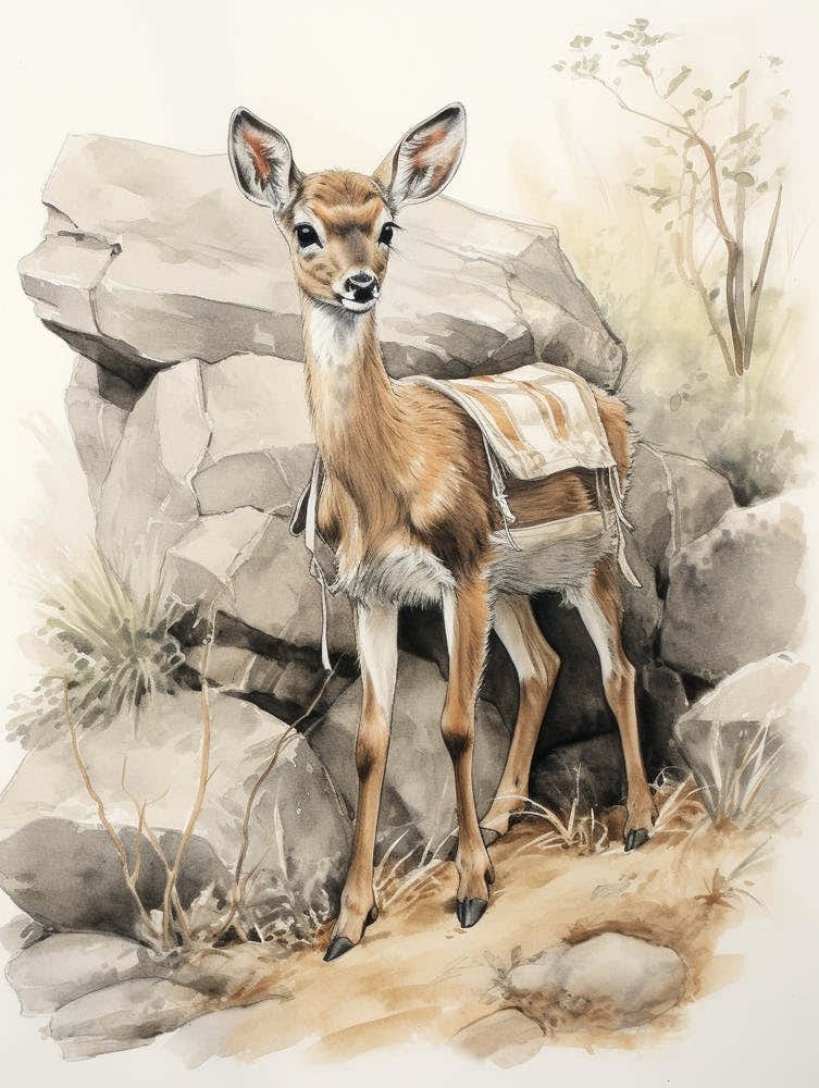 Storybook Animal Watercolour Gazelle 1