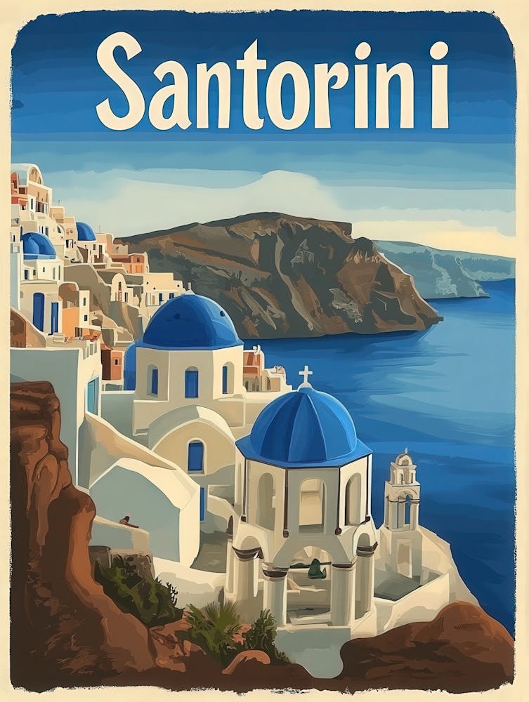 Aihrgdesign A Vintage Travel Poster Of Santorini
