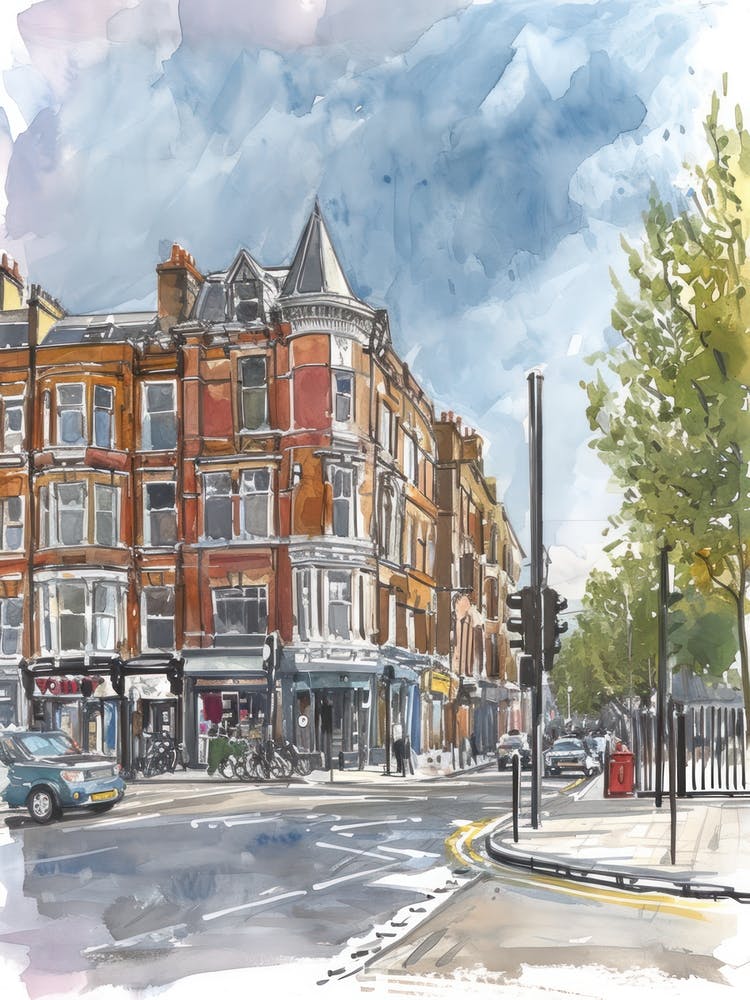Lambeth London Borough   Street Watercolour 1