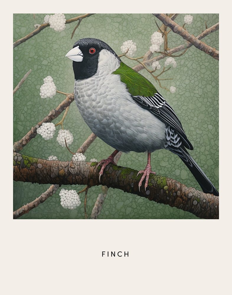 Ohara Koson Inspired Bird Painting Finch 4 Poster