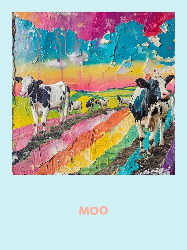 Moo Cow Rainbow Poster 1