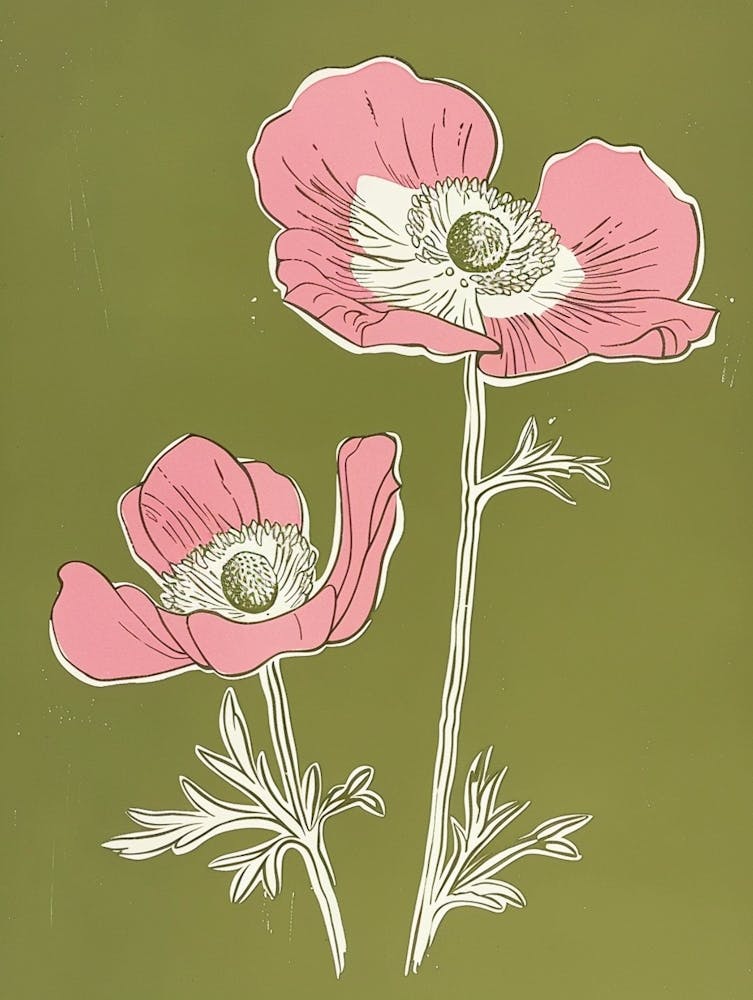Pink & Green Anemone 1