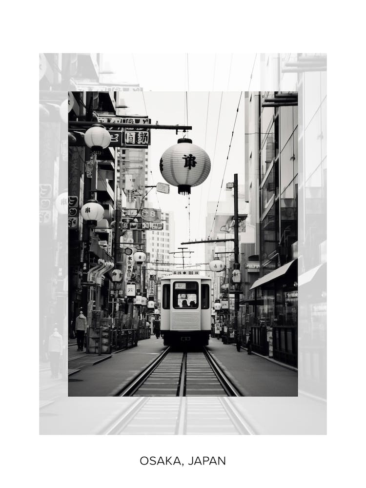 Affiche d'Osaka, Japon, Vieille Photo Noir et Blanc 3