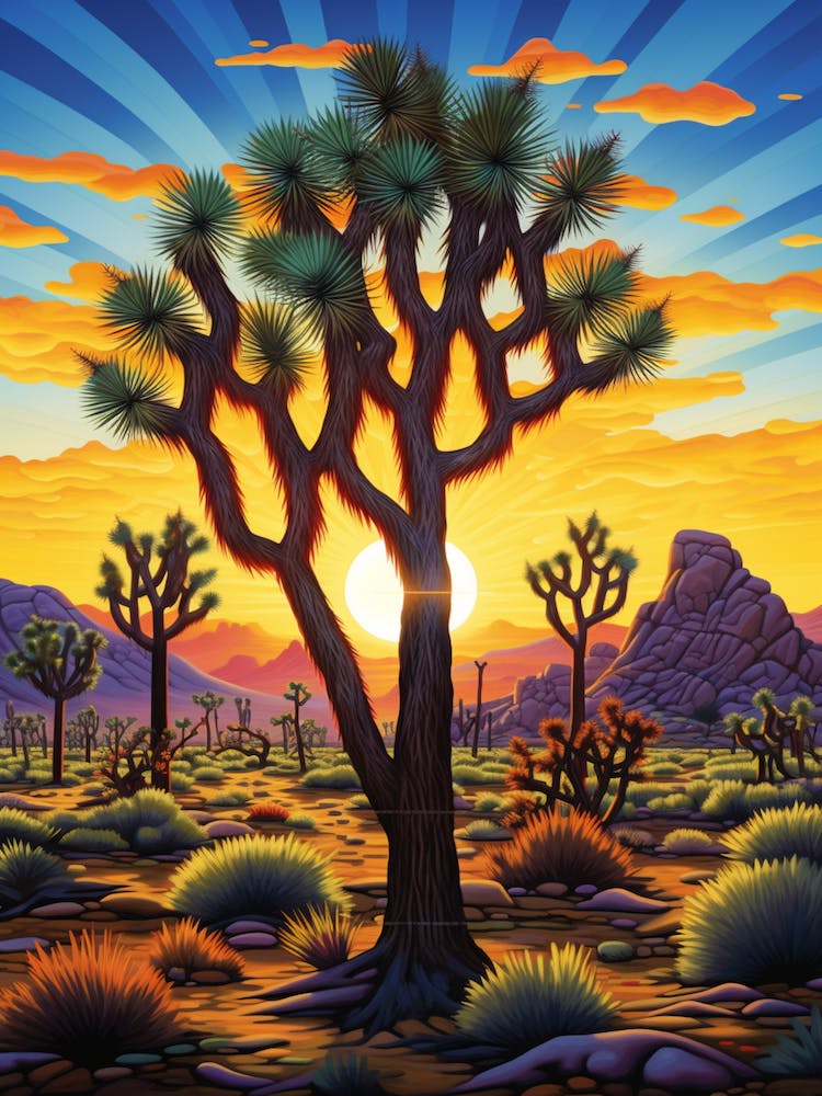 Joshua Tree At Night In South Western Style (3)
