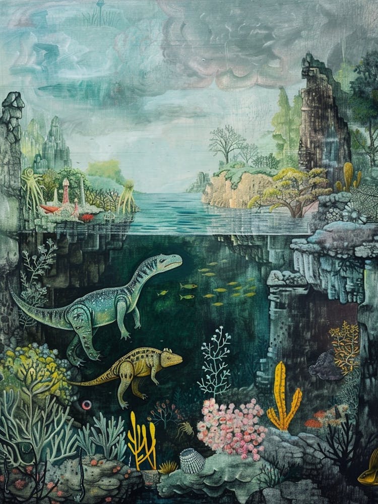 Underwater Dinosaur Painting