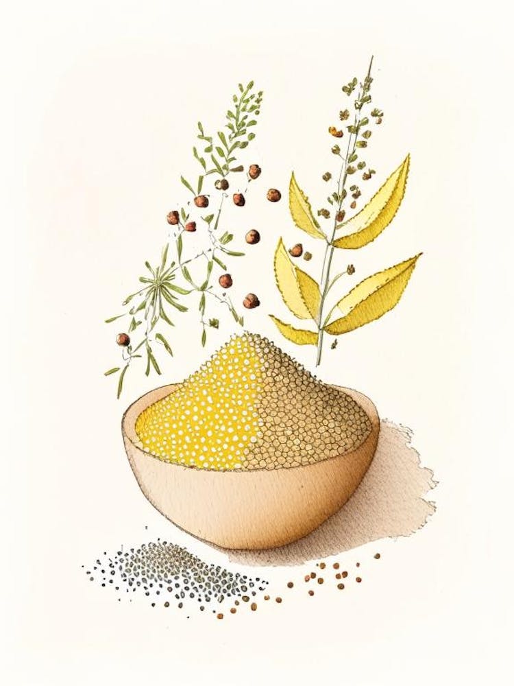 Mustard Seed Spices And Herbs Pencil Illustration 3