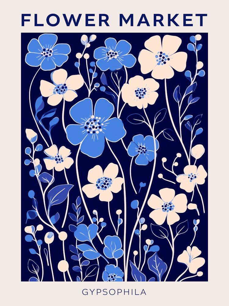 Blue Flower Market Poster Gypsophila 4